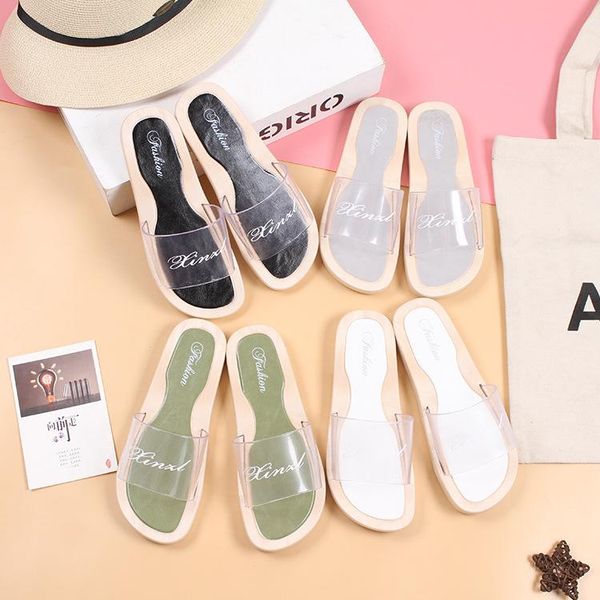 flat-bottomed fashionable outdoor wear transparent female students'sandals on the beach slippers, Black
flat-bottomed fashionable outdoor wear transparent female students'sandals on the beach slippers, Black