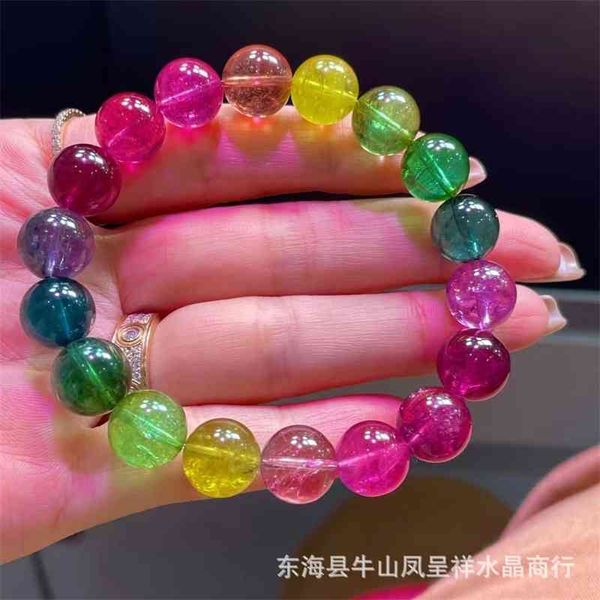 fengchengxiang natural brazil 11.2mm rainbow tourmaline red pigeon blood red bracelet
