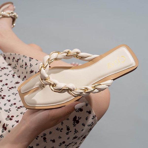 slippers summer sandals flat designer fashion luxury chain weave pinch open toe women shoes women's flip flops large size, Black
slippers summer sandals flat designer fashion luxury chain weave pinch open toe women shoes women's flip flops large size, Black