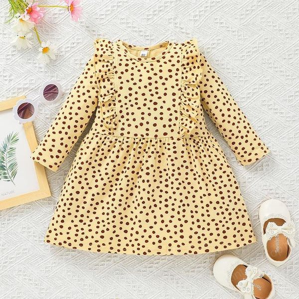 girls ruffle polka dot dress fall 2021 kids boutique clothing korean 1-5t children long sleeves cotton dresses, Red;yellow
girls ruffle polka dot dress fall 2021 kids boutique clothing korean 1-5t children long sleeves cotton dresses, Red;yellow