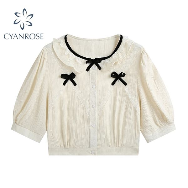 blouse women summer ruffle draped vintage short sleeve shirt korean preppy style lovely sweet crop ladies 210515, White
blouse women summer ruffle draped vintage short sleeve shirt korean preppy style lovely sweet crop ladies 210515, White