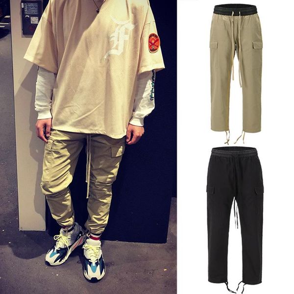 men's pants high street khaki drawstring multi-pockets cargo men and women feet beam loose hip hop casual solid color trousers, Black
men's pants high street khaki drawstring multi-pockets cargo men and women feet beam loose hip hop casual solid color trousers, Black