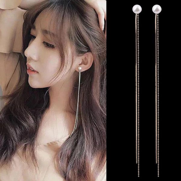 long tassel shell pearl earrings woman simple temperament all-match jewelry february 14 valentine's day gift dangle & chandelier, Silver
long tassel shell pearl earrings woman simple temperament all-match jewelry february 14 valentine's day gift dangle & chandelier, Silver