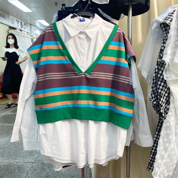 women's blouses & shirts superaen two-piece shirt full autumn 2021 v-neck vest with white turn down collar loose
women's blouses & shirts superaen two-piece shirt full autumn 2021 v-neck vest with white turn down collar loose