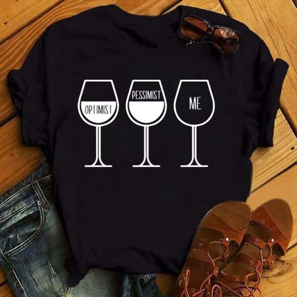 cute goblet wine print casual women short sleeve o neck loose summer tee camisetas mujer, White