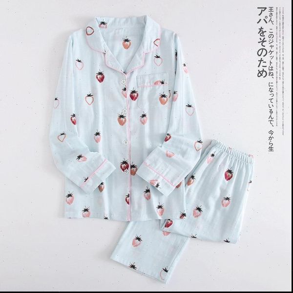 fresh 100% gauze cotton womens sleepwears pajamas sets spring summer japanese kawaii strawberry homewear casual long sleeve sleepwear, Black;red
fresh 100% gauze cotton womens sleepwears pajamas sets spring summer japanese kawaii strawberry homewear casual long sleeve sleepwear, Black;red