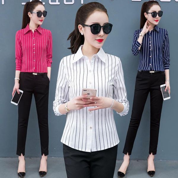 women's blouses & shirts 2021 woman long sleeve shirt women spring casual solid color striped female plus size 5xl k82, White
women's blouses & shirts 2021 woman long sleeve shirt women spring casual solid color striped female plus size 5xl k82, White