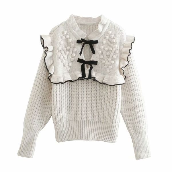 elegant women bow stand collar sweaters fashion ladies ruffles knitted sweet female chic hollow out pullovers 210527, White;black
elegant women bow stand collar sweaters fashion ladies ruffles knitted sweet female chic hollow out pullovers 210527, White;black