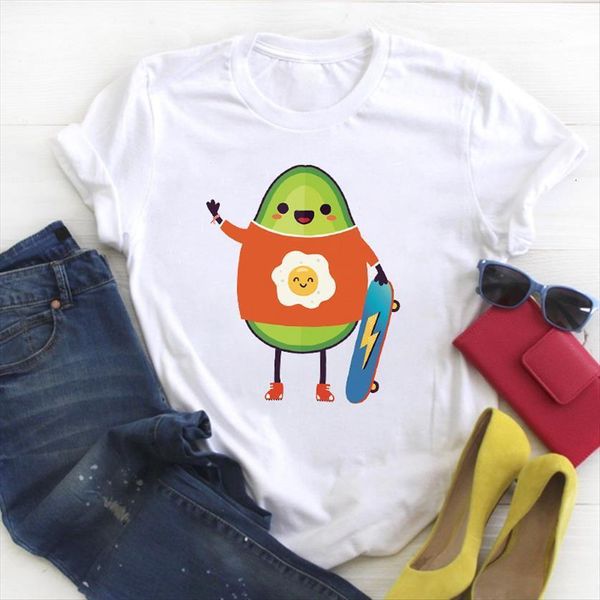 avocado happy cute fashion womens print summer tee clothes graphic, White 
avocado happy cute fashion womens print summer tee clothes graphic, White