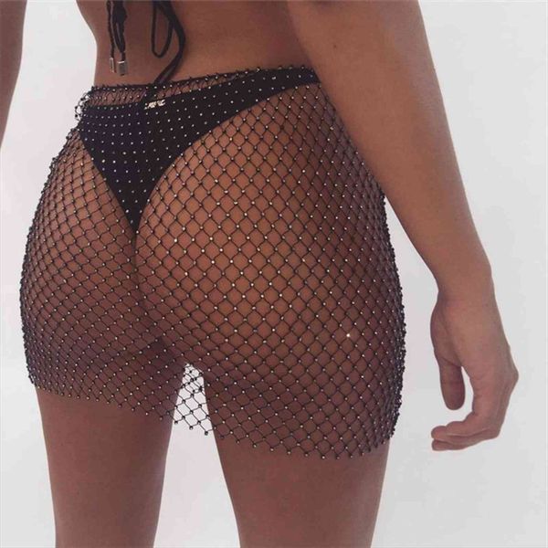 crystal diamond mini mesh womens skirts shiny party club fishnet summer beachwear, Black
crystal diamond mini mesh womens skirts shiny party club fishnet summer beachwear, Black