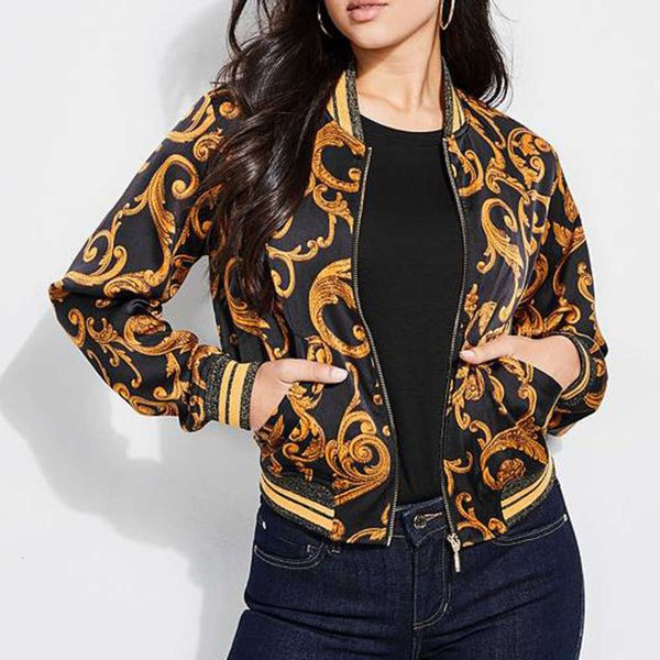 autumn / winter 2020 printed zipper long sleeve baseball jacket for women, Black;brown
autumn / winter 2020 printed zipper long sleeve baseball jacket for women, Black;brown
