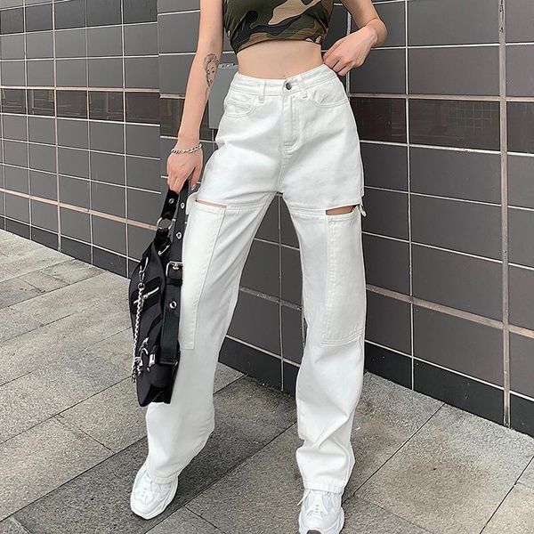 women's jeans fashion hollow out white streetwear high waist button denim pants vintage straight harajuku cargo trousers, Blue
women's jeans fashion hollow out white streetwear high waist button denim pants vintage straight harajuku cargo trousers, Blue