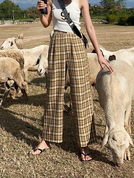 women's pants & capris 2021korean fashion simple vintage plaid causal long women street straight wide leg pant, Black;white
women's pants & capris 2021korean fashion simple vintage plaid causal long women street straight wide leg pant, Black;white