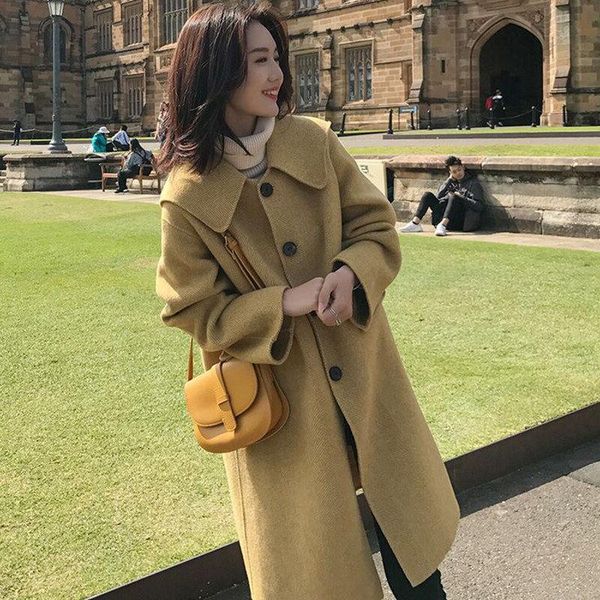 women's wool & blends autumn winter women blend coat female solid long sleeve classic outerwear ladies streetwear clothes trench jacket, Black
women's wool & blends autumn winter women blend coat female solid long sleeve classic outerwear ladies streetwear clothes trench jacket, Black