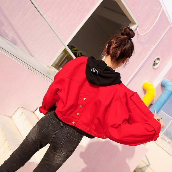 women's jackets red denim jacket female autumn fashion wild short harajuku loose casual, Black;brown
women's jackets red denim jacket female autumn fashion wild short harajuku loose casual, Black;brown