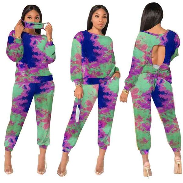 fashion tie-dye printing women sets o-neck long sleeve back hollow out drawstring casual high waist sports pants tracksuits, White
fashion tie-dye printing women sets o-neck long sleeve back hollow out drawstring casual high waist sports pants tracksuits, White