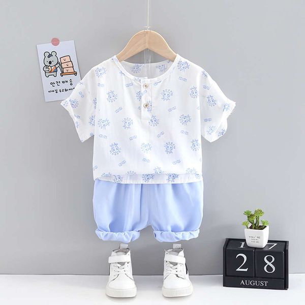 thin cotton hemp breathable children's summer two piece set cartoon trend short sleeve shorts, White
thin cotton hemp breathable children's summer two piece set cartoon trend short sleeve shorts, White