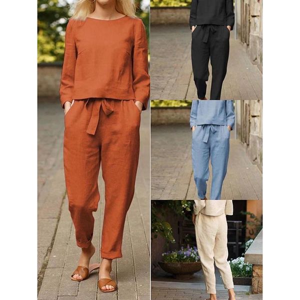 women's two piece pants spring cotton linen women sets elegant o neck shirt and drawstring casual outfits vintage pocket harajuku suits, White
women's two piece pants spring cotton linen women sets elegant o neck shirt and drawstring casual outfits vintage pocket harajuku suits, White