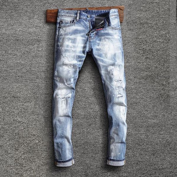men's jeans street style fashion men retro light blue elastic slim fit ripped splashed designer hip hop plain denim pants
men's jeans street style fashion men retro light blue elastic slim fit ripped splashed designer hip hop plain denim pants