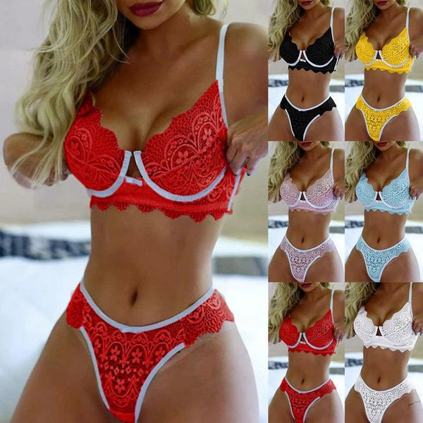 women's fashion lace lingerie set bralette g-string thongs underwear lace sleepwear two pieces push up bra underwear set plus size, Red;black
women's fashion lace lingerie set bralette g-string thongs underwear lace sleepwear two pieces push up bra underwear set plus size, Red;black