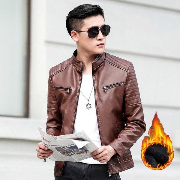 women's leather & faux pu men's jacket brand-clothing fleece fashion stand collar zipper casual coat motorcycle male jacket;ya301, Black
women's leather & faux pu men's jacket brand-clothing fleece fashion stand collar zipper casual coat motorcycle male jacket;ya301, Black