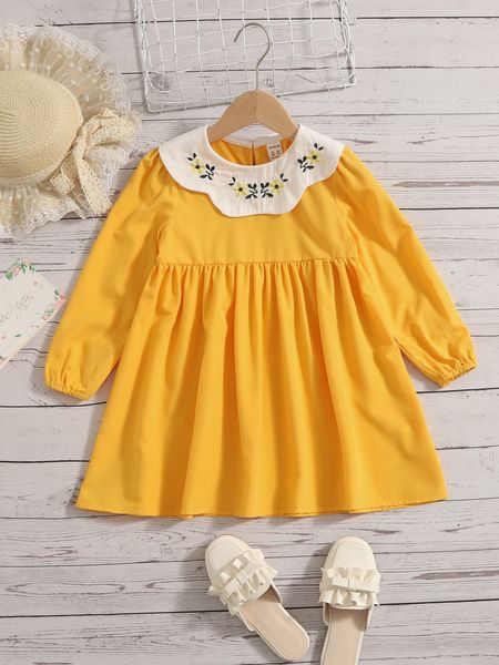 toddler girls embroidery floral contrast collar lantern sleeve smock dress she, Red;yellow
toddler girls embroidery floral contrast collar lantern sleeve smock dress she, Red;yellow