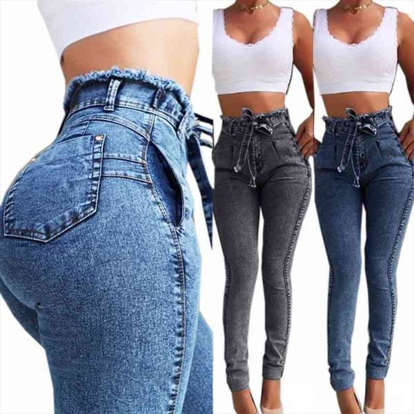 style tassel jeans for women high waist high stretch slim fit woman denim trousers casual belt bandage jeans, Blue
style tassel jeans for women high waist high stretch slim fit woman denim trousers casual belt bandage jeans, Blue