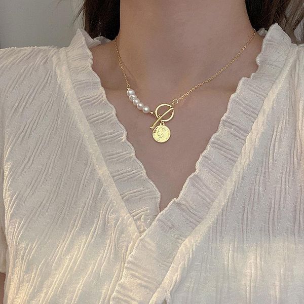 pendant necklaces temperament circle gold head portrait toggle clasp necklace for women delicate asymmetric pearl metal jewellery, Silver
pendant necklaces temperament circle gold head portrait toggle clasp necklace for women delicate asymmetric pearl metal jewellery, Silver