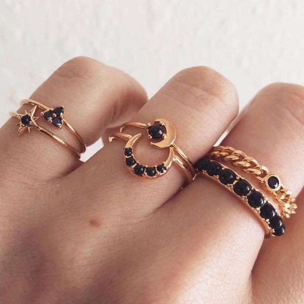 wedding rings 6 pcs/set ladies fashion moon star black stone crystal geometric gold silver finger ring set charm party jewelry gift, Slivery;golden
wedding rings 6 pcs/set ladies fashion moon star black stone crystal geometric gold silver finger ring set charm party jewelry gift, Slivery;golden