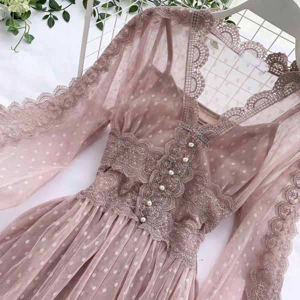 women's tracksuits spring autumn 2021 elegant slim v-neck mesh dress women sweet hollow out lace high waist two peices sets mh547, Gray
women's tracksuits spring autumn 2021 elegant slim v-neck mesh dress women sweet hollow out lace high waist two peices sets mh547, Gray