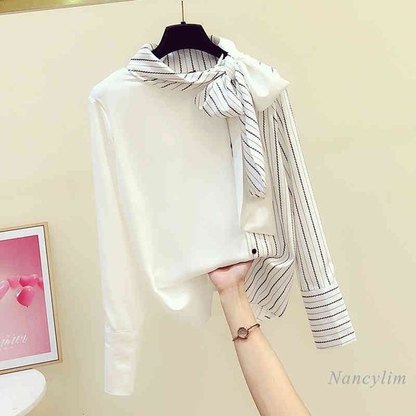 blouses autumn stripes bow round neck long sleeve shirt women's leisure fashion blouse lady's all-match blusas, White
blouses autumn stripes bow round neck long sleeve shirt women's leisure fashion blouse lady's all-match blusas, White
