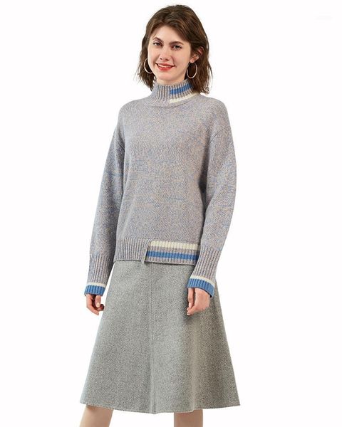 women's sweaters zhili women's cashmere patchwork hem thicken high neck sweater, White;black
women's sweaters zhili women's cashmere patchwork hem thicken high neck sweater, White;black