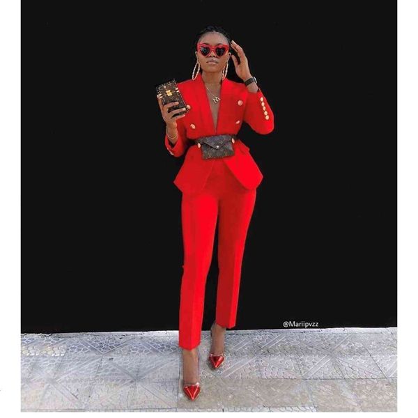 women's two piece pants fashion woman suit blazer set red pink jacket & pant offic wear cn34, White
women's two piece pants fashion woman suit blazer set red pink jacket & pant offic wear cn34, White