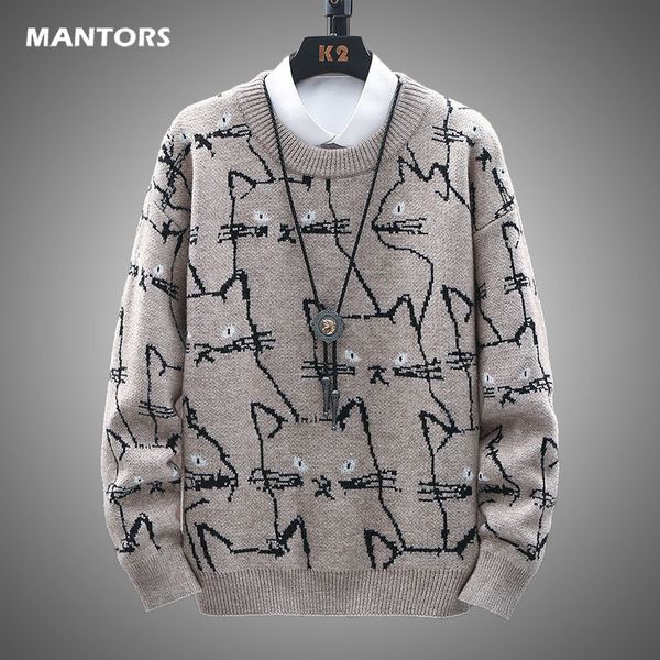 men's cat print informal round neck tight long sve sweater, wool warm clothing, winter, 2020, White;black
men's cat print informal round neck tight long sve sweater, wool warm clothing, winter, 2020, White;black