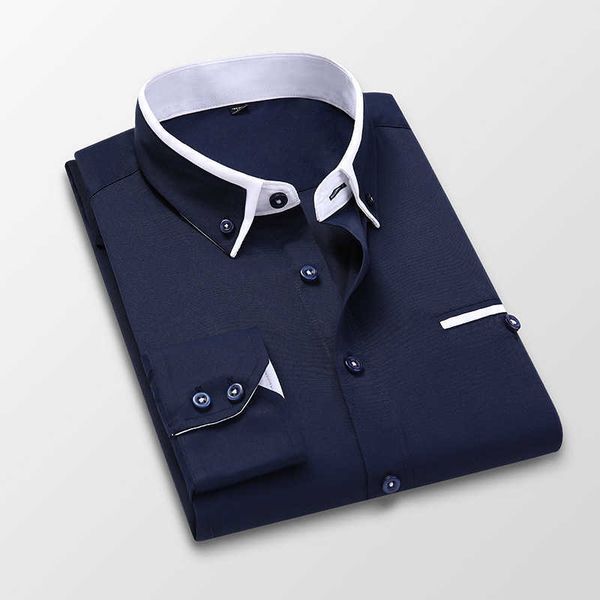 men slim fit shirts blue white long sleeve men's clothing soft comfortable wedding formal business office shirts 210708, White;black
men slim fit shirts blue white long sleeve men's clothing soft comfortable wedding formal business office shirts 210708, White;black