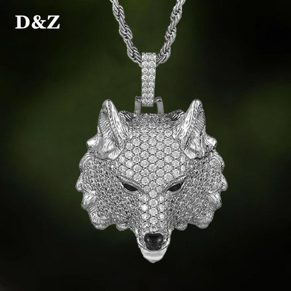pendant necklaces d&z fierce wolf iced out bling cubic zirconia & pendants for men women rapper jewelry with solid back, Silver 
pendant necklaces d&z fierce wolf iced out bling cubic zirconia & pendants for men women rapper jewelry with solid back, Silver