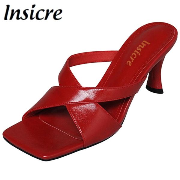 sandals insicre runway women high heels slippers genuine leather square open toe cross slip on wedding party shoes red, Black
sandals insicre runway women high heels slippers genuine leather square open toe cross slip on wedding party shoes red, Black