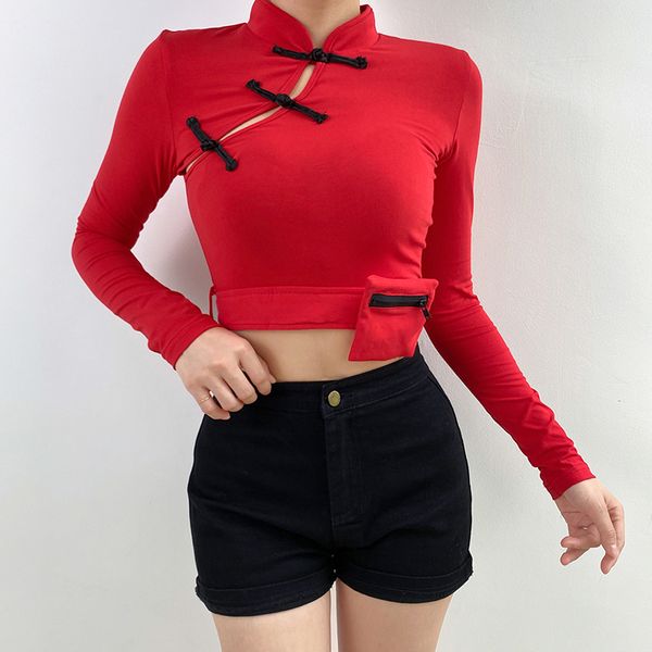weekeep women chinese style long sleeve t shirt knitted spring autumn cropped high street tshirt removable pocket crop top, White
weekeep women chinese style long sleeve t shirt knitted spring autumn cropped high street tshirt removable pocket crop top, White