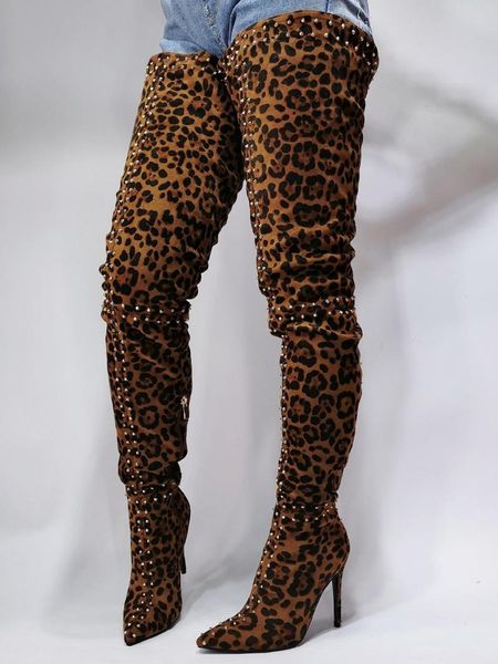 boots stretch thigh high leopard stud autumn spring over the knee thin heel long shoes woman big size 45 47, Black
boots stretch thigh high leopard stud autumn spring over the knee thin heel long shoes woman big size 45 47, Black