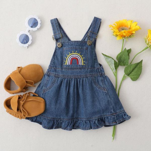 girl's dresses spring summer baby clothing girl fashion suspender denim dress sweet rainbow embroidered a-line princess pocket, Red;yellow
girl's dresses spring summer baby clothing girl fashion suspender denim dress sweet rainbow embroidered a-line princess pocket, Red;yellow