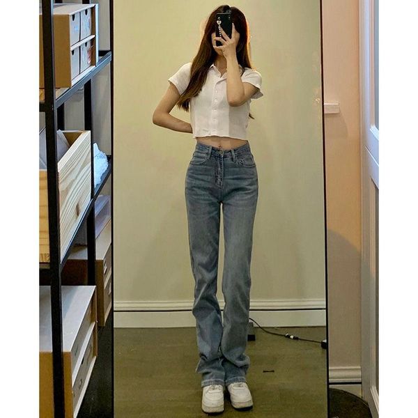 women's jeans street fashion style high waist straight tube slim and versatile pants casual white, Blue
women's jeans street fashion style high waist straight tube slim and versatile pants casual white, Blue