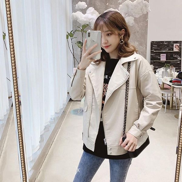 women's leather & faux ailegogo autumn women loose beige pu soft jacket casual female streetwear zipper turn down collar black coat
women's leather & faux ailegogo autumn women loose beige pu soft jacket casual female streetwear zipper turn down collar black coat