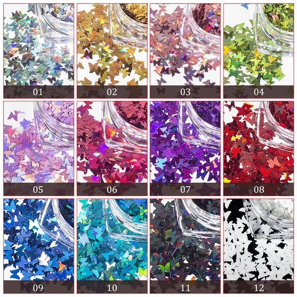 12pcs/set laser multicolor butterflies shaped sequins glitter powder pet confettis chunky for diy manicure nails art decorations nail, Silver;gold
12pcs/set laser multicolor butterflies shaped sequins glitter powder pet confettis chunky for diy manicure nails art decorations nail, Silver;gold