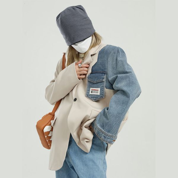 men's suits & blazers men denim splice streetwear hip hop loose casual jacket male vintage fashion coat 0swa, White;black
men's suits & blazers men denim splice streetwear hip hop loose casual jacket male vintage fashion coat 0swa, White;black