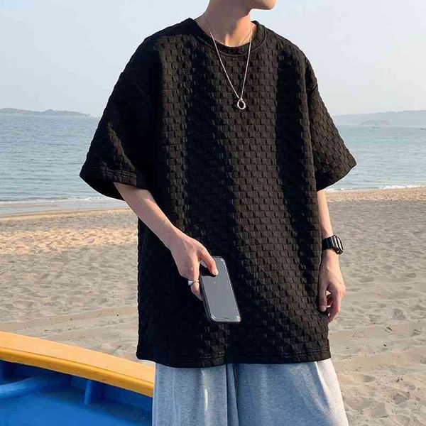 men's t-shirts summer short-sleeved t-shirt fashion black gray white casual tshirt men streetwear korean loose plaid t shirt mens, White;black
men's t-shirts summer short-sleeved t-shirt fashion black gray white casual tshirt men streetwear korean loose plaid t shirt mens, White;black