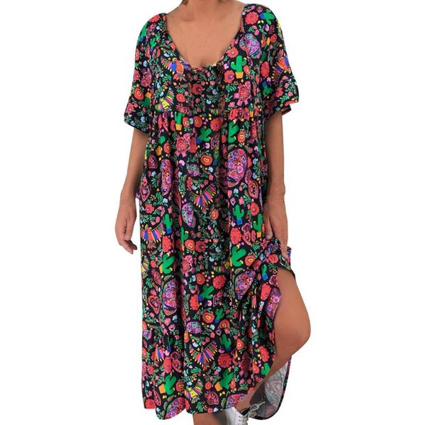 casual dresses women's boho loose plus size short sleeve printing maxi dress o-neck long holiday beach summer vestidos de festa, Black;gray
casual dresses women's boho loose plus size short sleeve printing maxi dress o-neck long holiday beach summer vestidos de festa, Black;gray