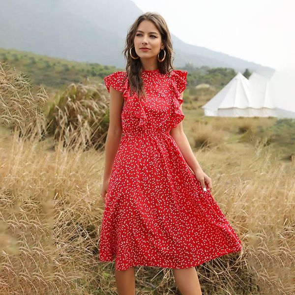 casual dresses ruffles dot print summer dress women butterfly sleeve a line mid-calf chiffon fashion elegant vestido, Black;gray
casual dresses ruffles dot print summer dress women butterfly sleeve a line mid-calf chiffon fashion elegant vestido, Black;gray