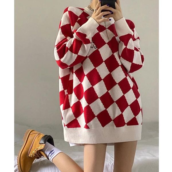 women's sweaters ebaihui sweater oversize argyle print o-neck pullover knitted casual loose jumper harajuku lazy style chic clothing, White;black
women's sweaters ebaihui sweater oversize argyle print o-neck pullover knitted casual loose jumper harajuku lazy style chic clothing, White;black