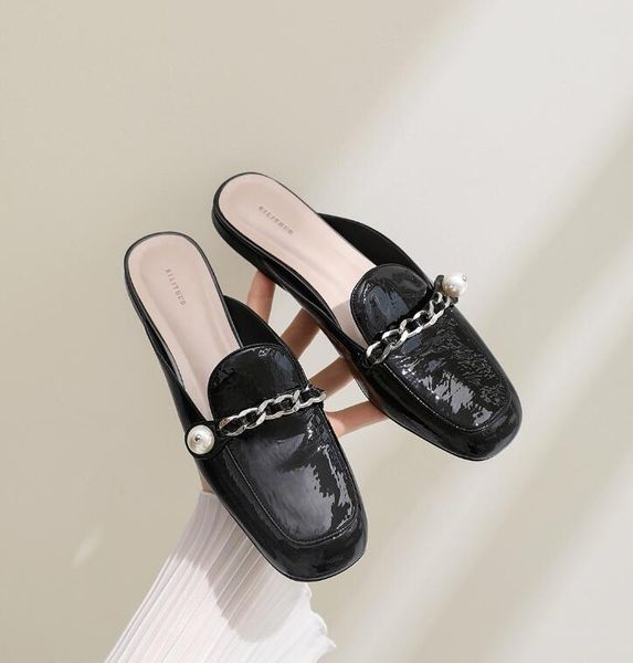 #23598 women flats slippers summer sandals female shoe baotou pearl chain muller shoes square toe lazy flat sandal and slipper 35-39, Black
#23598 women flats slippers summer sandals female shoe baotou pearl chain muller shoes square toe lazy flat sandal and slipper 35-39, Black