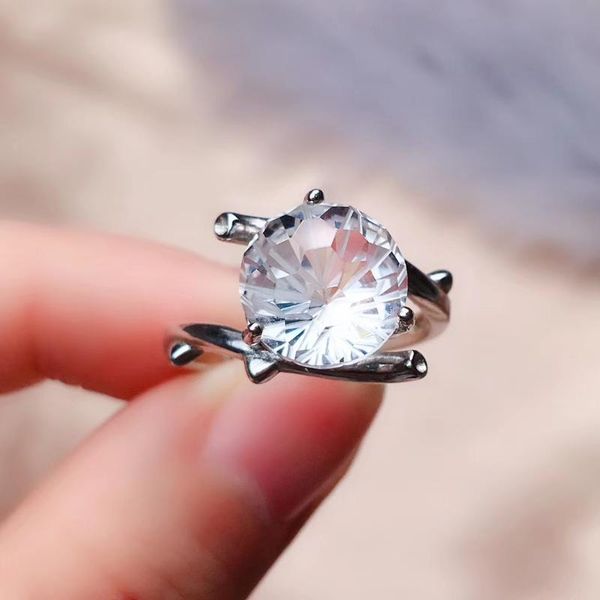 colife jewelry 100% natural white crystal ring 10mm round crystasl silver 925 gift for woman cluster rings, Golden;silver 
colife jewelry 100% natural white crystal ring 10mm round crystasl silver 925 gift for woman cluster rings, Golden;silver